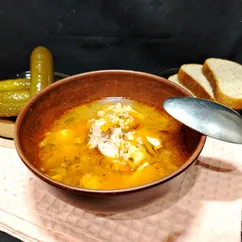 Рассольник на курином бульоне с рисом