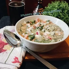 Окрошка на квасе с редисом