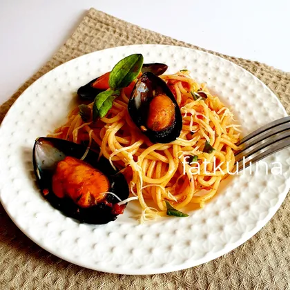 Step-by-step recipe with photos of spaghetti with seafood - cook with Federici