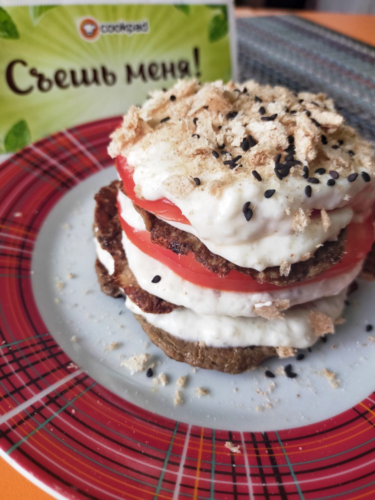 Мини торт из печеночных оладий 😋👍