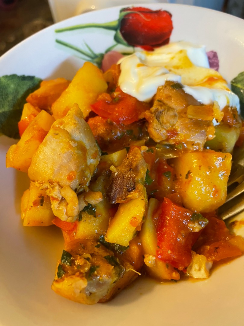 Рагу с овощами и курицей