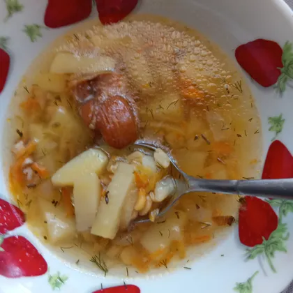 Гороховый суп с копчёной курицей