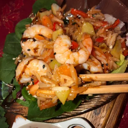 Рис 🍛 с креветками и овощами в тайском соусе