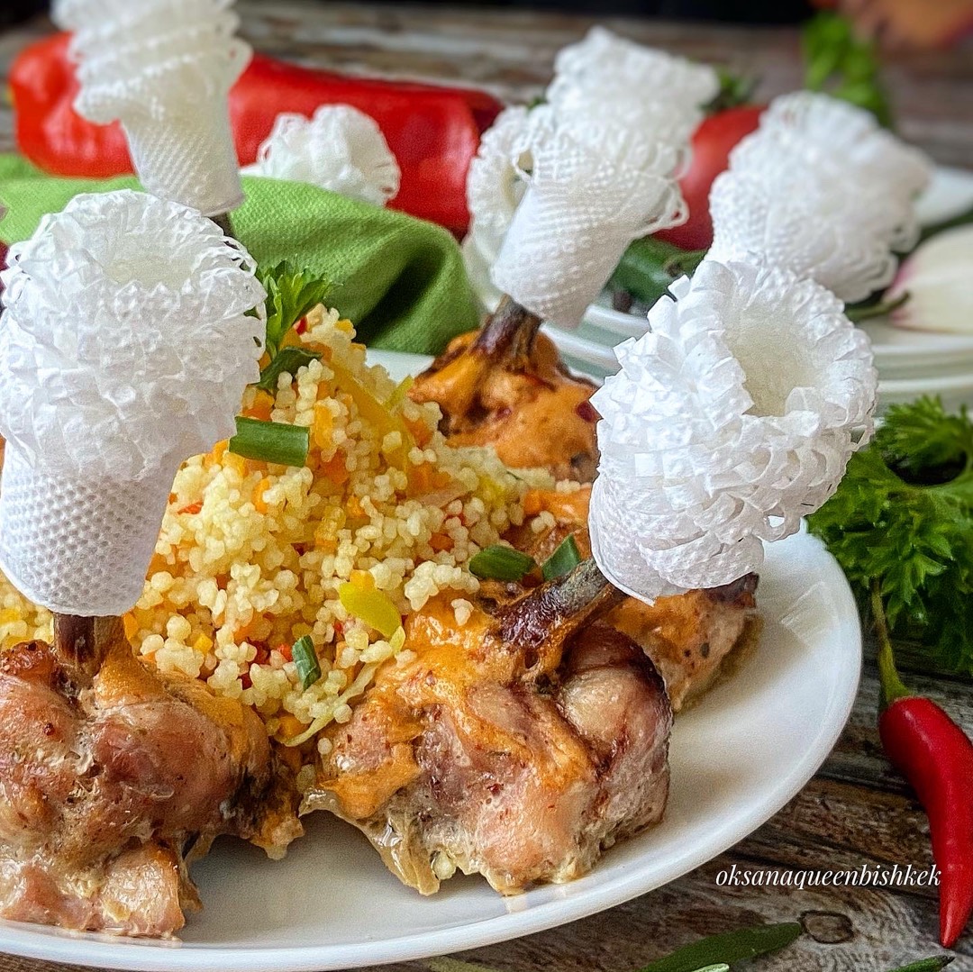 Куриные крылышки «наизнанку» с кускусом