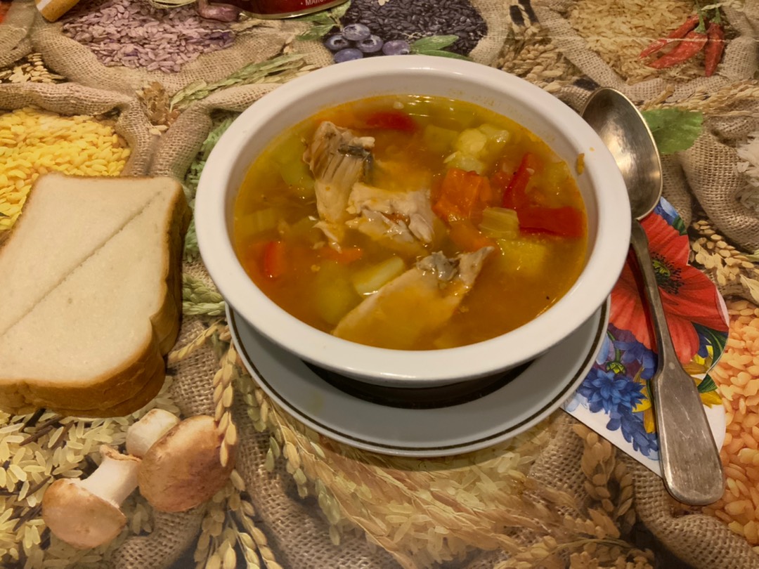 Овощной суп на курином бульоне
