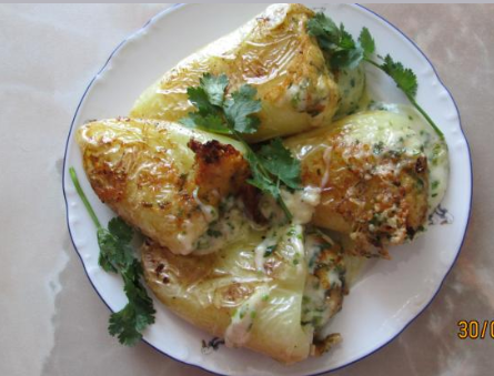 Перец фаршированный сыром и зеленью
