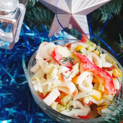 Новогодний овощной пп салат с крабовыми палочками 🎄