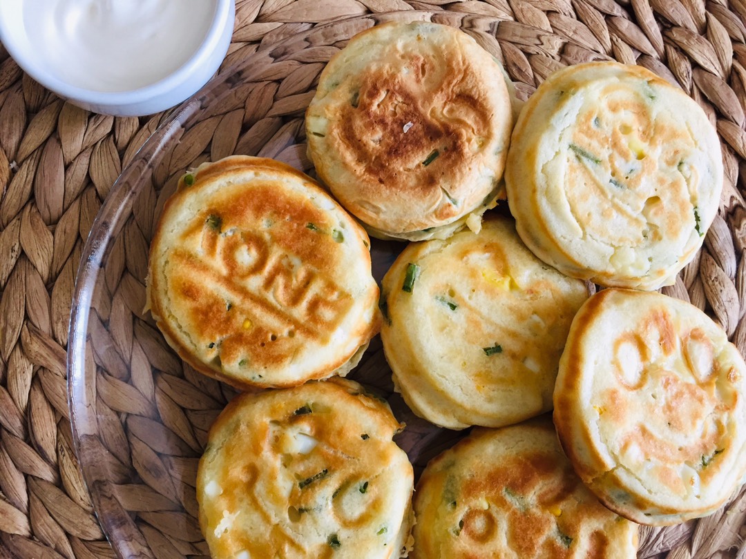 Оладьи с яйцом и зелёным луком🥞