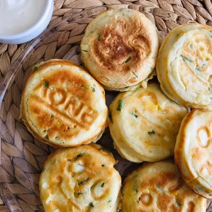 Оладьи с яйцом и зелёным луком🥞