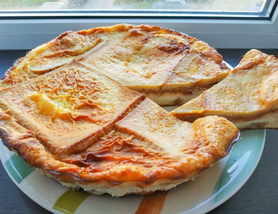Пирог с творогом и персиками рецепт