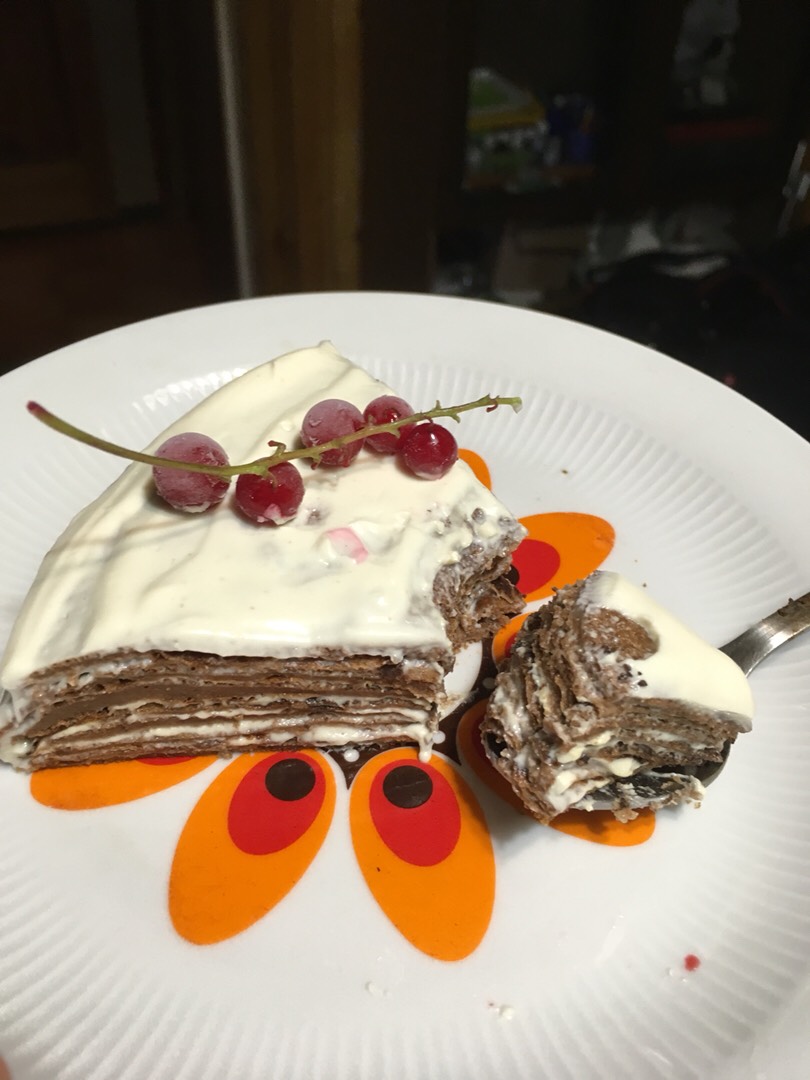 Рецепт блинного торта Шоколадный пломбир для сладкого удовольствия