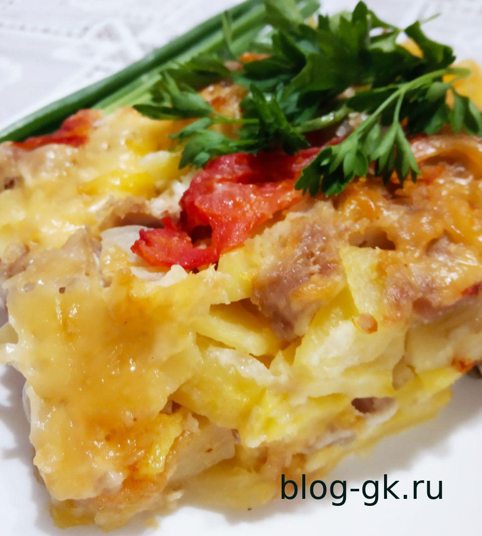 Запеченный картофель в духовке с фаршем и сыром