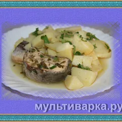 Лосось консервированный, отваренный с картофелем