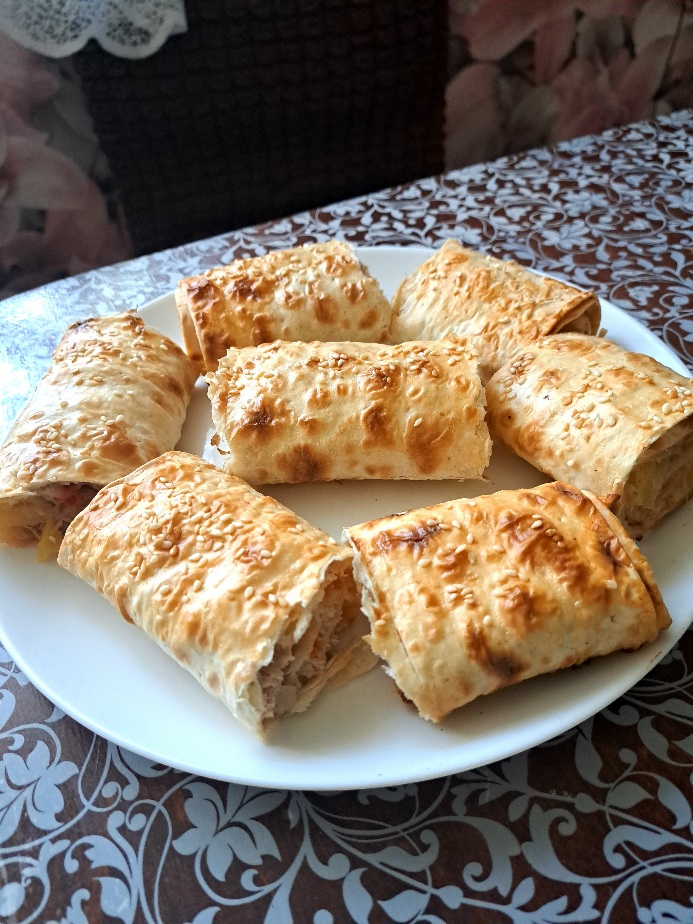 Ленивый штрудель из лаваша с фаршем