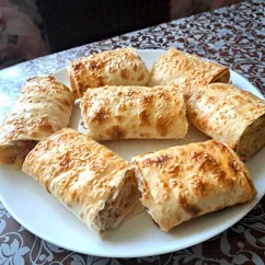 Ленивый штрудель из лаваша с фаршем