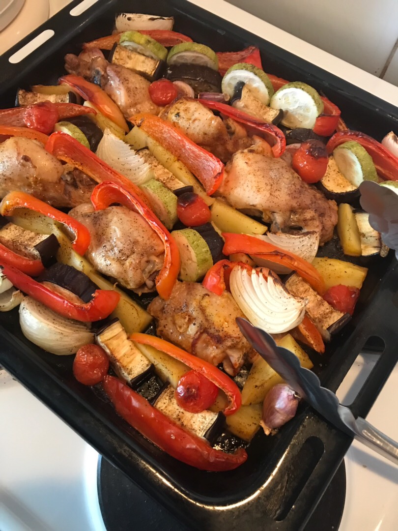 🍀ПП запечённые Овощи с курочкой🍀