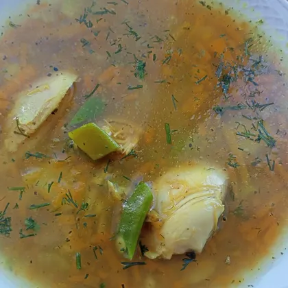 Куриный суп с тыквой и спаржевой фасолью