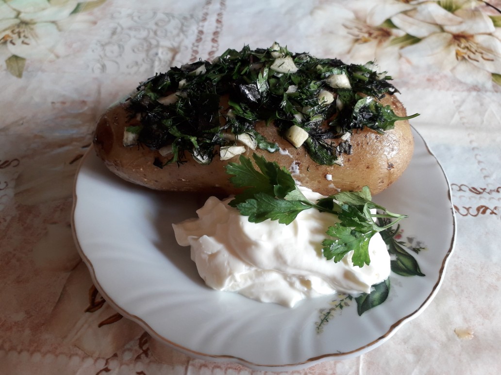 #непп Картофель, печеный в кожуре с чесночным маслом #непп