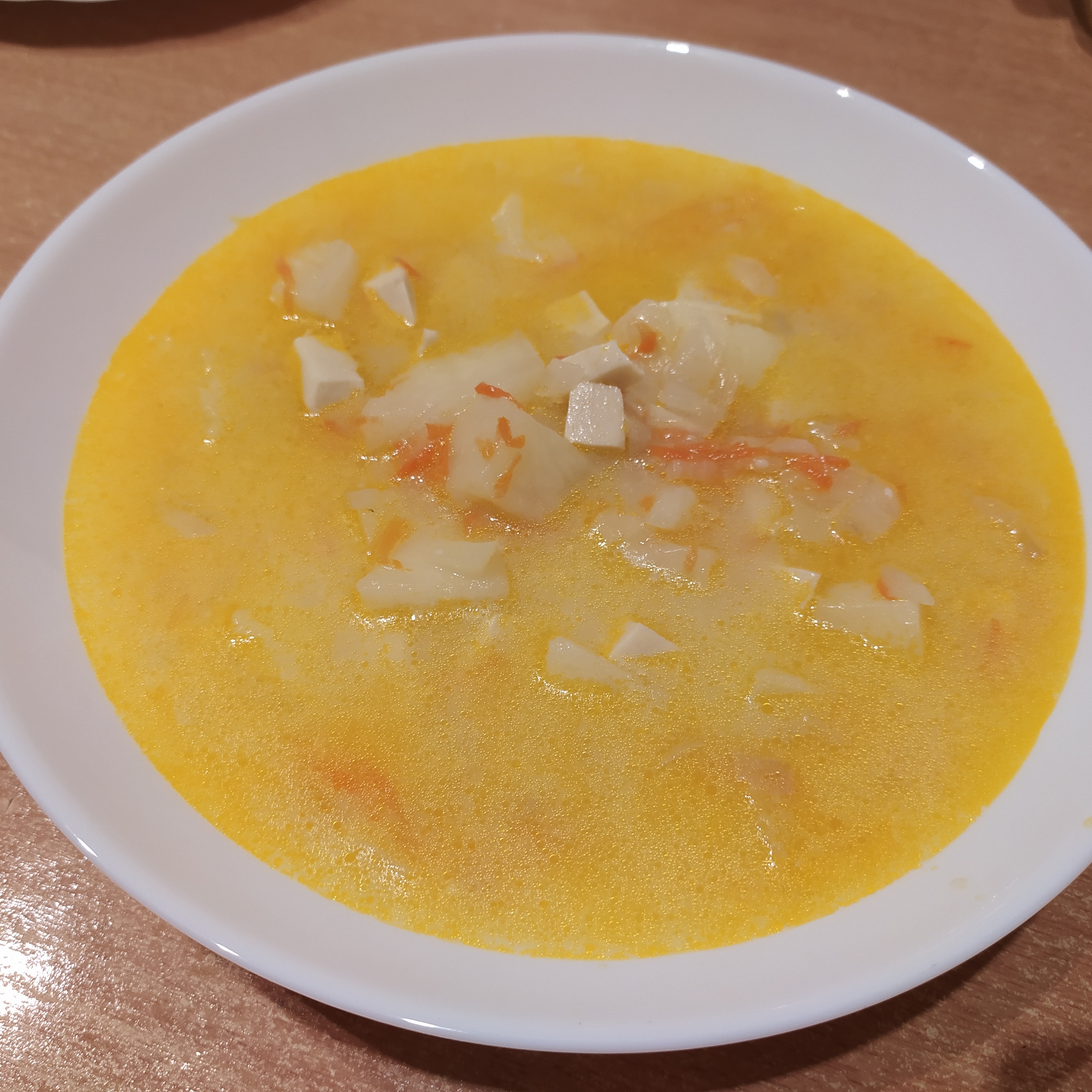 Суп с сейтаном и сыром