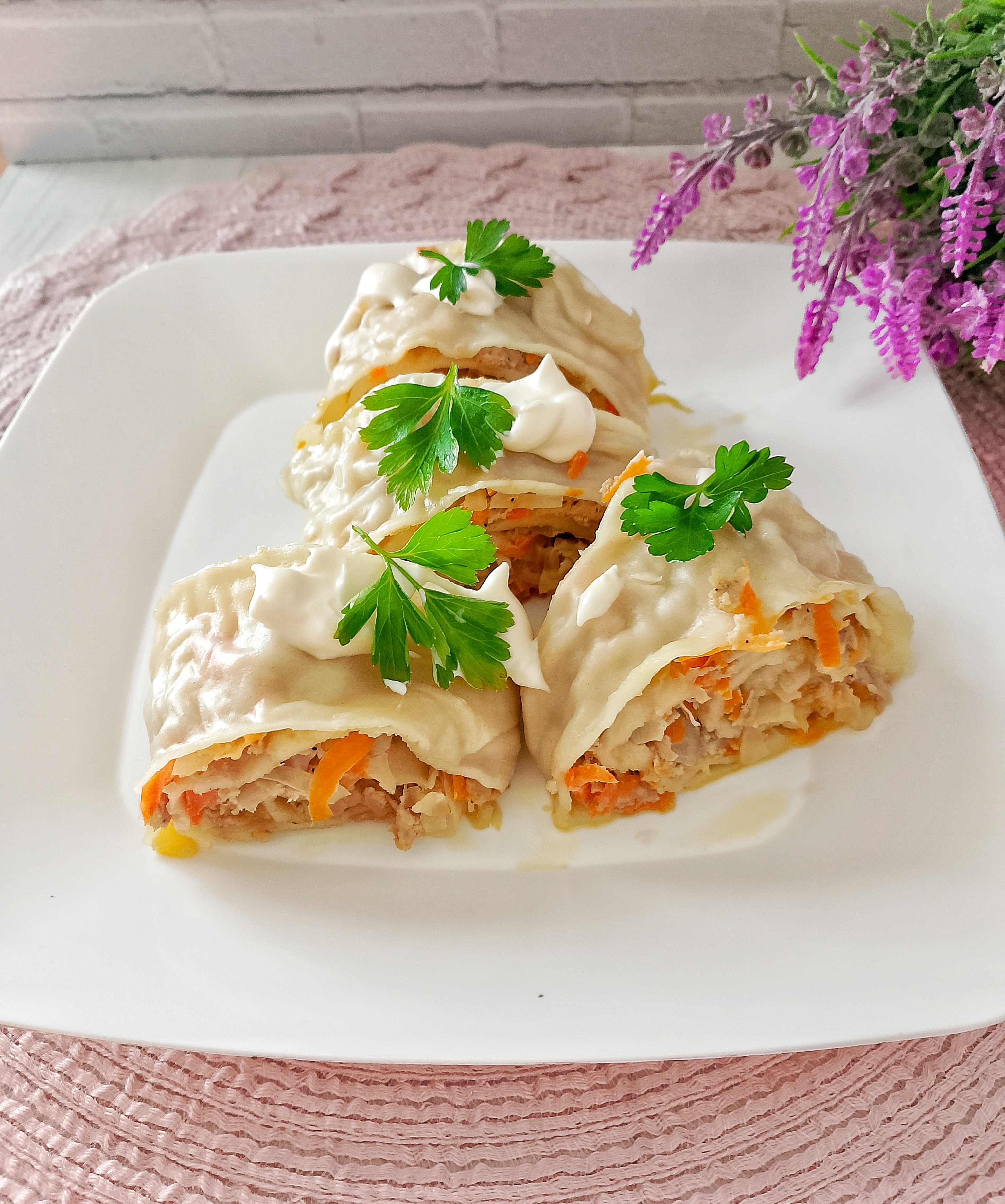 Ханум с фаршем и капустой на пару