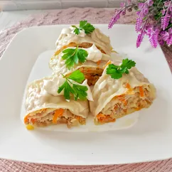 Ханум с фаршем и капустой на пару