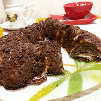Шоколадный пирог из лаваша со сливовой заливкой