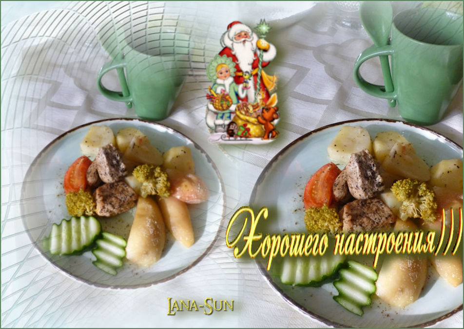 Курица с картофелем и яблоками, запеченные в духовке