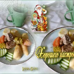 Свинина с яблоками и картофелем на новогодний стол