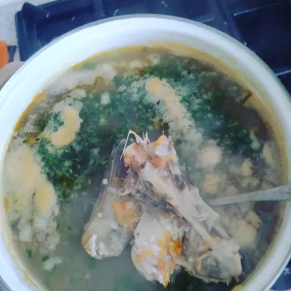 Рыбный суп из судака, с гречкой