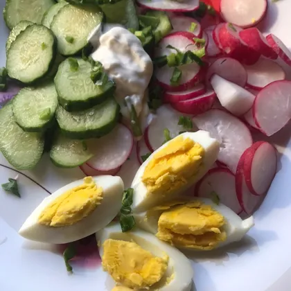 Салат с редисом, огурцом и яйцом