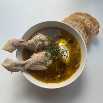 Суп лапша с мясом и сушенными грибами