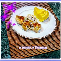 Макароны с мясной начинкой под соусом бешамель