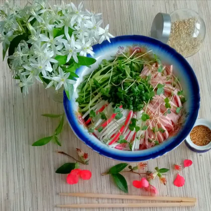 🍜Летний рамен с овощами и ветчиной - японская кухня