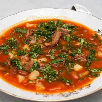 Суп из баранины на косточке с красной фасолью