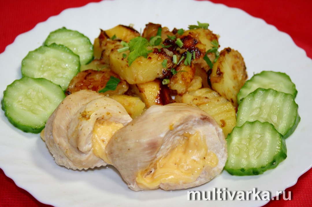 Куриные грудки с сыром и картофелем