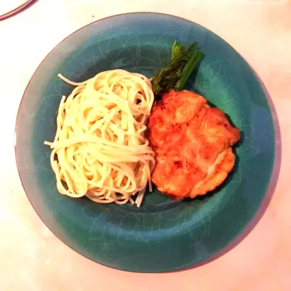 Спагетти с чесночной курочкой