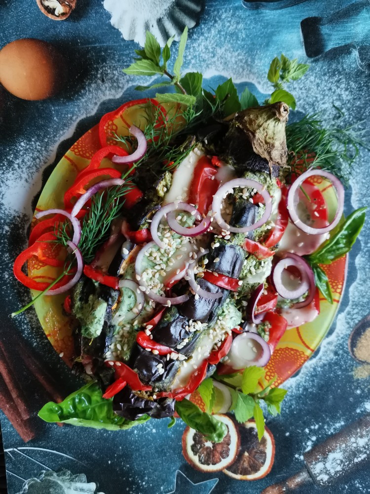 Баклажановый ёжик ПП в микроволновке