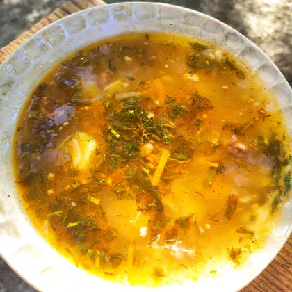 Походный суп из говяжьей тушёнки