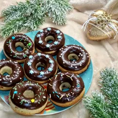 Бисквитные пончики с шоколадом в духовке 🍩🍩🍩