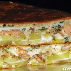 Рыбный заливной пирог с картошкой