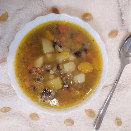 Грибной суп с тыквой и картофелем (веганский)