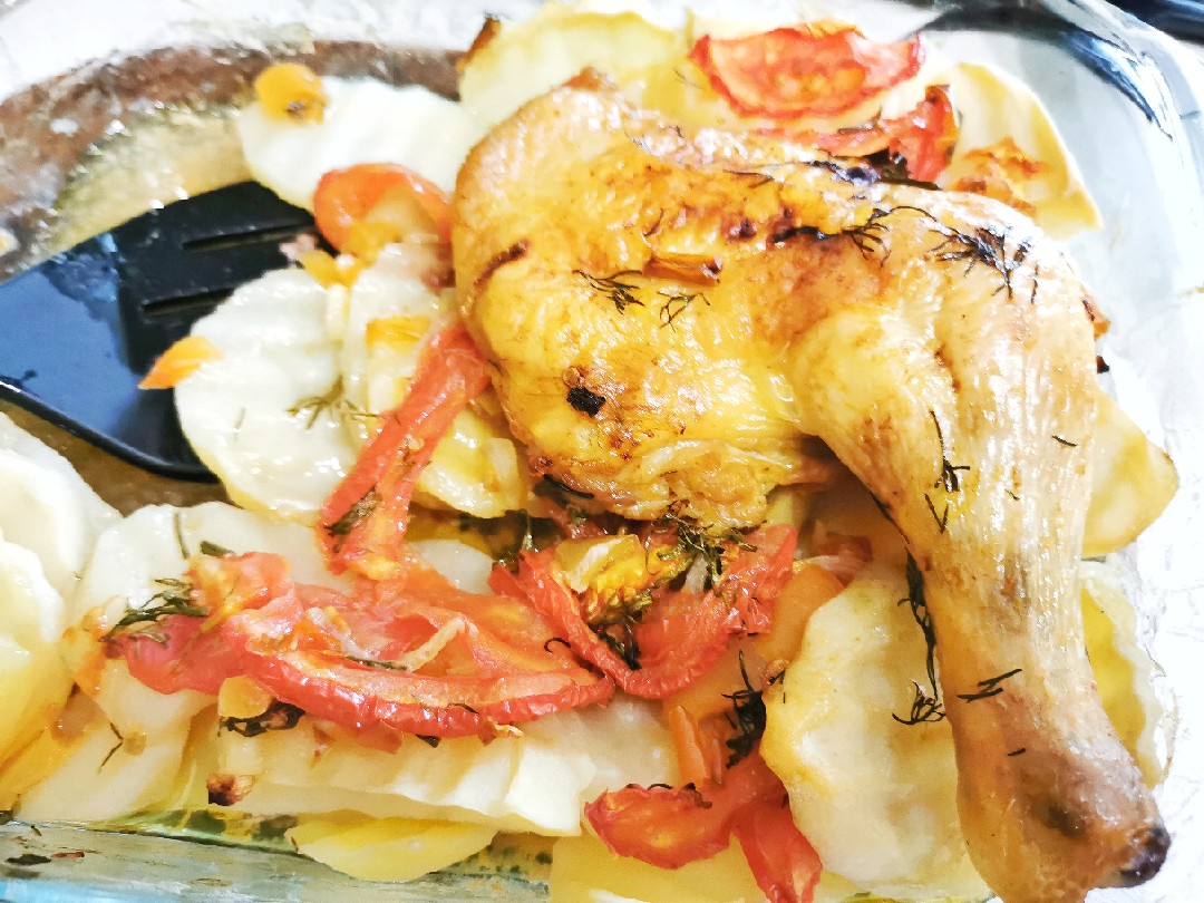 Курица под маринадом с картофелем в духовке
