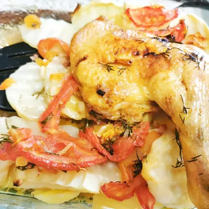 Курица под маринадом с картофелем в духовке