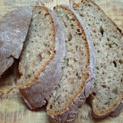 Пшенично-ржаной хлеб с отрубями бездрожжевой