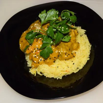 Кролик в мандариновом соусе с окрой