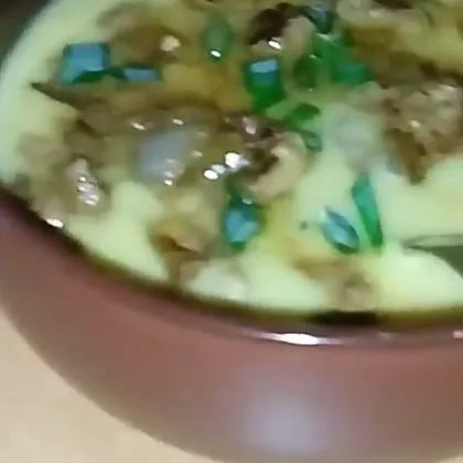 Грибной суп-пюре с мясом #кулинарныймарафон
