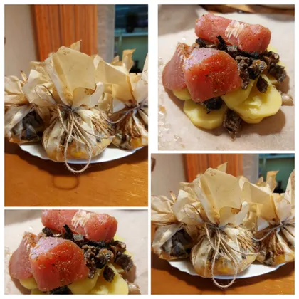 Кулёчки с картофелем, тунцом и грибами