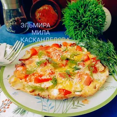 Омлет с кабачком, перцем и помидорами