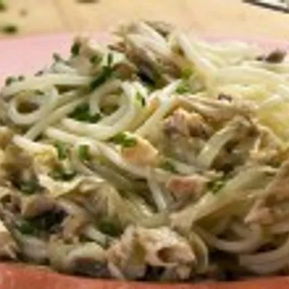 Горбуша со спагетти