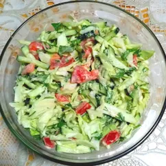 🥗Салат с молодой капустой, огурцом и помидором